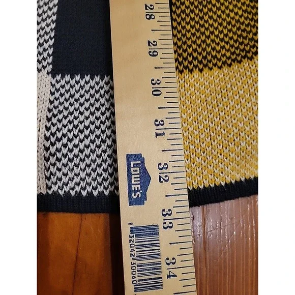 Cabi Sweater Coat Toggle Jacket Yellow Blue Ivory Plaid Check Hooded Size Medium - Picture 9 of 10